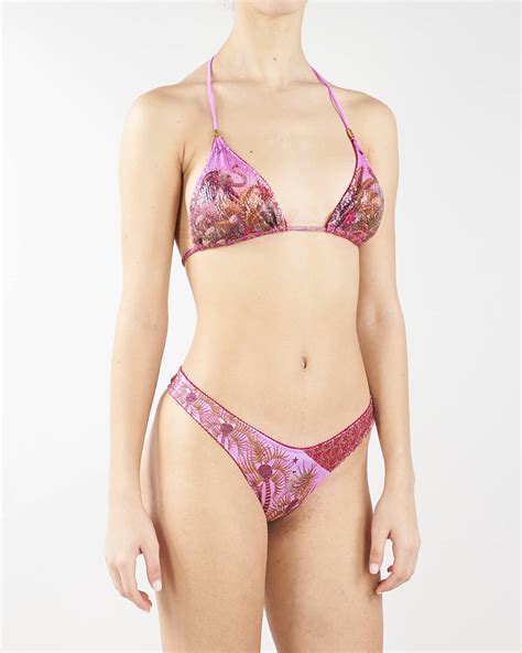 Costume Bikini Triangolo Con Paillettes Stampate Pin Up Pin Up Fanu