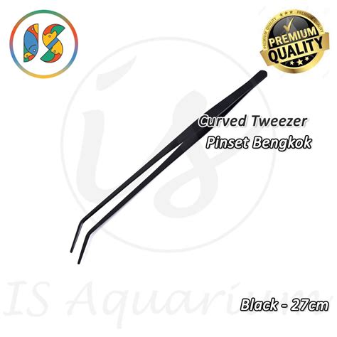 Jual IS Pinset Bengkok 27cm Black Premium Aquascape Tools Curved