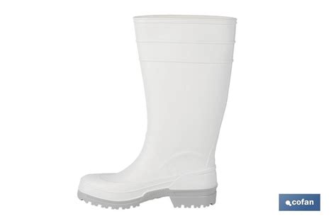 Bota De Agua Alta Fabricada En Pvc Color Blanco Suela