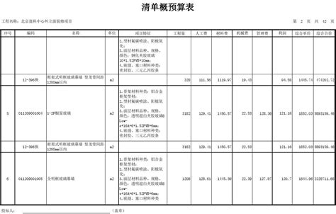 常用 01 清单概预算表北京盈科中心外立面装修项目word文档在线阅读与下载免费文档