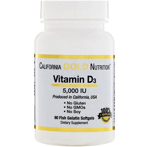 California Gold Nutrition Vitamin D3 125 Mcg 5 000 IU 90 Fish