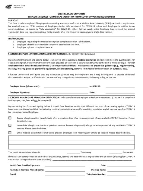 Fillable Online WICHITA STATE UNIVERSITY EMPLOYEE REQUEST FOR MEDICAL