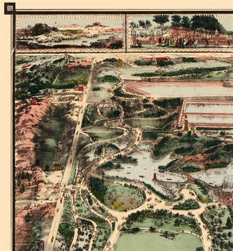 Central Park New York In 1860 Bird S Eye View Aerial Panorama