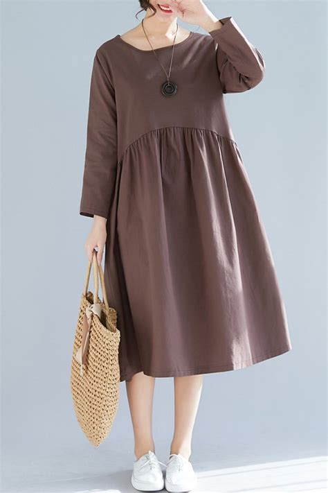 Hualong Cute Loose Plus Size Long Sleeve Linen Dress Online Store For Women Sexy Dresses