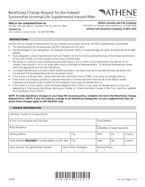 Fillable Online Beneficiary Change Request For The Indexed Fax Email