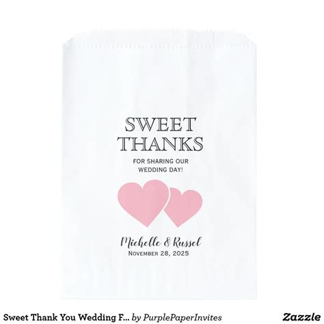 Sweet Thank You Wedding Favor Candy Bag