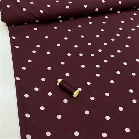 Crepe Fabric Judi White Polka Dot On Wine Gather N Sew