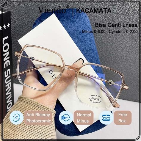 Jual Viendo Kacamata Photocromic Minus Wanita Pria Bluecromic Anti