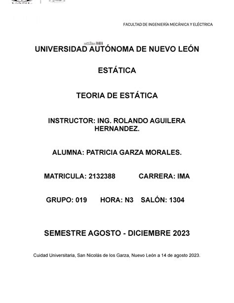 Estatica Actividad Universidad Aut Noma De Nuevo Le N Est Tica