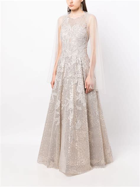 Saiid Kobeisy Floral Embroidered Sequin Embellished Gown Farfetch