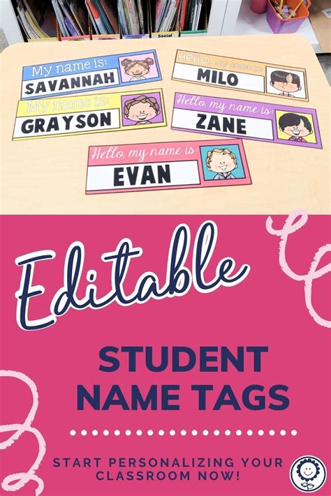 Editable Name Tags - Student Nametags | Student name tags, Desk name ...