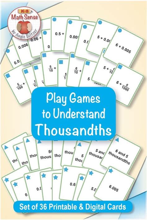 Place Value With Thousandths Game Cards Show Fractions Decimals And