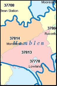 MORRISTOWN Tennessee, TN ZIP Code Map Downloads