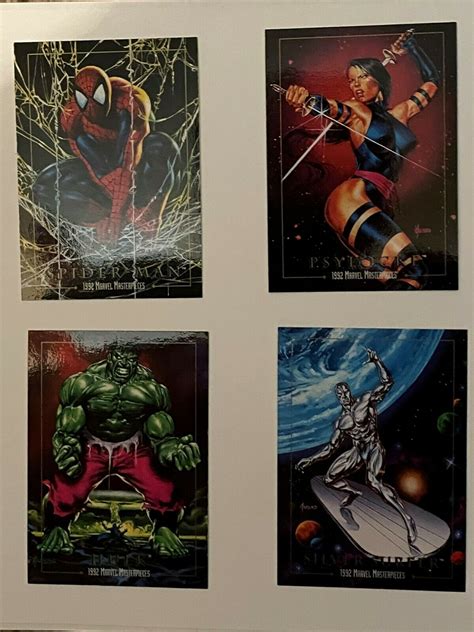 Marvel Masterpieces Promo Cards Psylocke Hulk Spider Man Silver