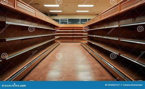 An Empty Grocery Store Shelf In A Supermarket The Concept Of Sales