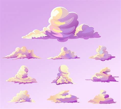 Premium Vector | Set of Cartoon Style Clouds in Afternoon Sky