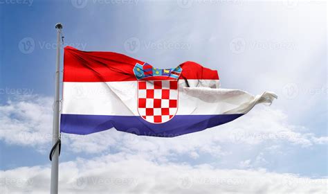 Croatia Flag Realistic Waving Fabric Flag 9401494 Stock Photo At