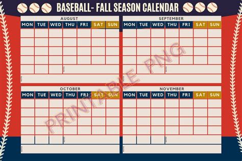 Baseball Season Calendar, Baseball Printable, Tball Season Planner ...