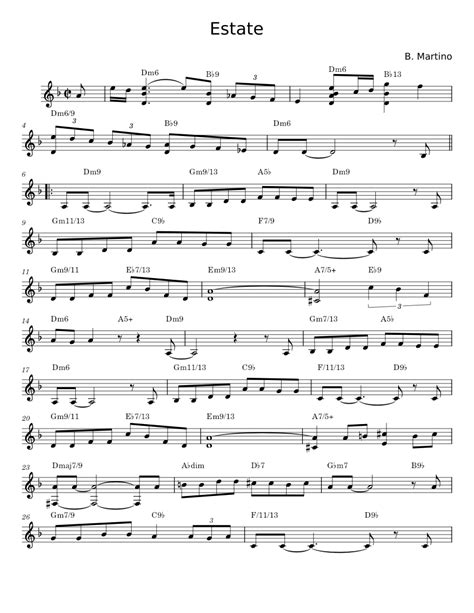 Estate Bruno Martino Sheet Music For Piano Solo Easy Musescore