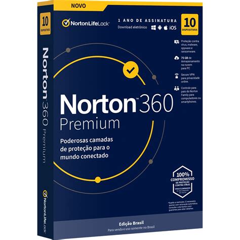 Norton Antivírus 360 Premium 10 Dispositivos Licença 12 Meses