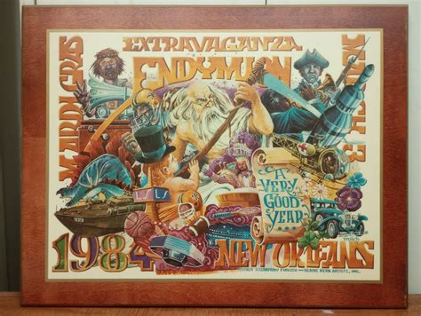 ENDYMION 1984 VINTAGE WOOD DECOUPAGE MARDI-GRAS POSTER BY FROLICH ...