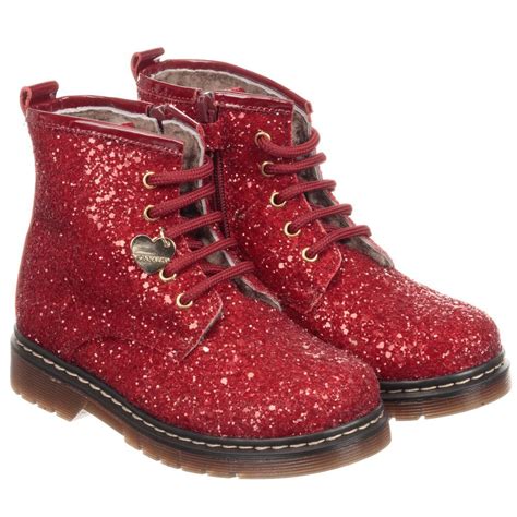 Girls Red Glitter Ankle Boots For Girl By Monnalisa Discover More