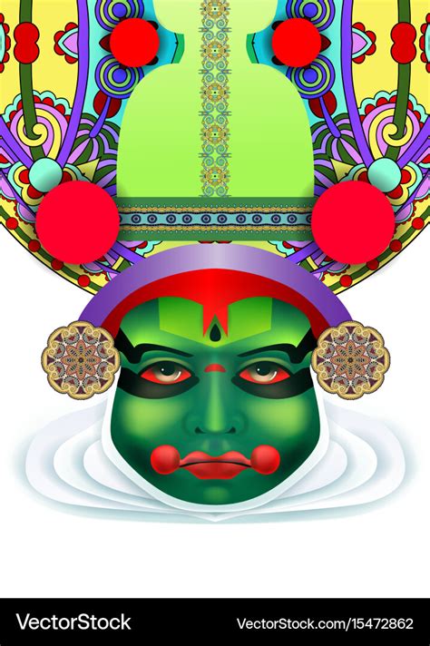 Indian Kathakali Dancer Face Royalty Free Vector Image