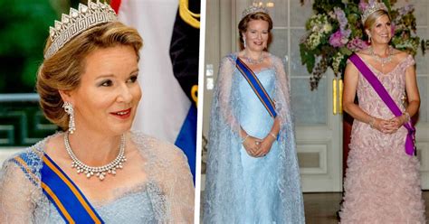 La reine Mathilde porte le diadème des Neuf Provinces et le diadème