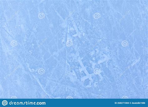 Empty Ice Rink With Skate Marks After The Session Outdoor Stock Photo