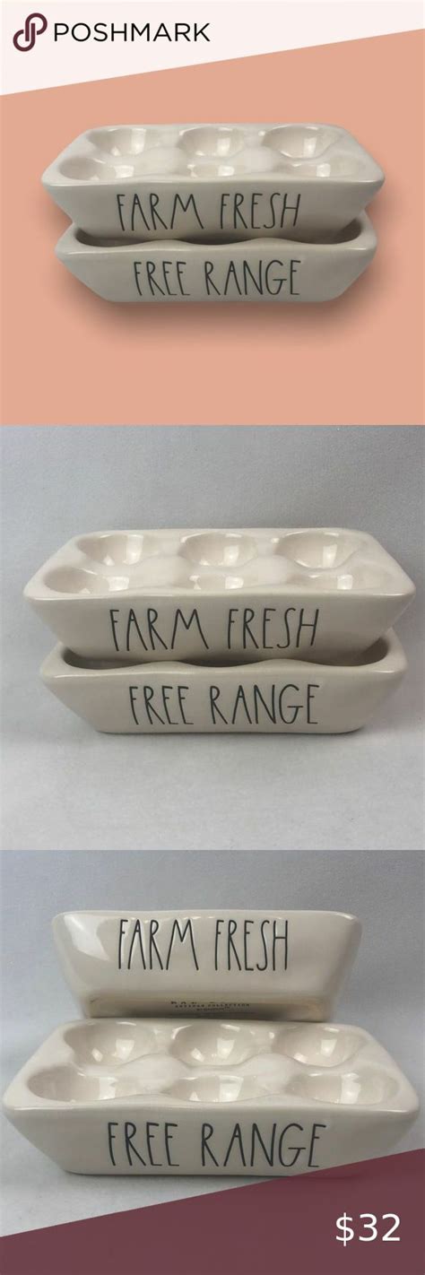 Rae Dunn Farm Fresh And Free Range Egg Holder