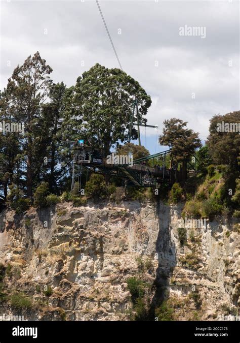 Taupo Bungy Jump Above The Cliff Stock Photo Alamy