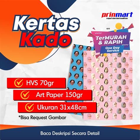 Jual Custom Kertas Kado Wrapping Paper Gambar Muka Suka Suka Pattern