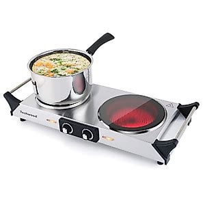 Techwood ES 3203 Hot Plate Electric Double Burner 1800W For Cooking With Adjustable Temperature