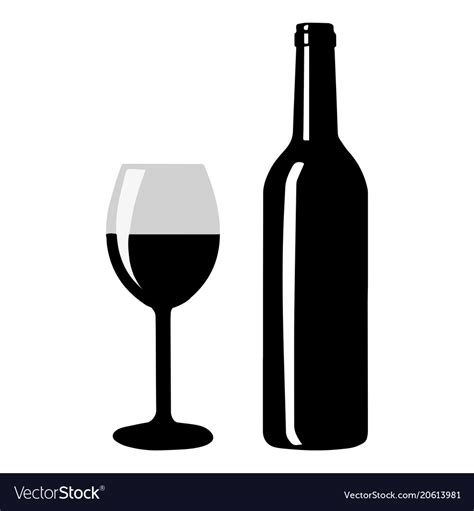 Wine Bottle With Glass Icon Royalty Free Vector Image