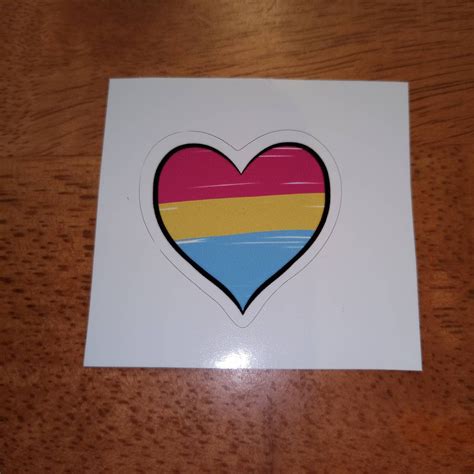 Lgbtq Pansexual Pride Flag Heart Shaped Sticker Etsy