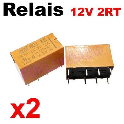 2 RELAIS POUR CIRCUIT IMPRIMÉ 2RT 12V BOBINE DE 12V RELAY SKK501