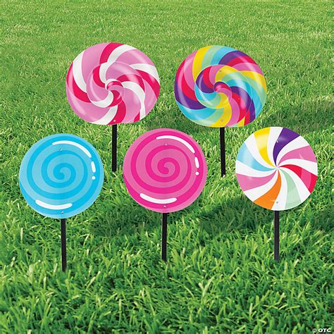 Candy World Swirl Lollipop Yard Signs 5 Pc Oriental Trading