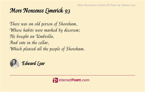 More Nonsense Limerick 93 Poem by Edward Lear