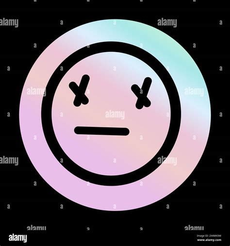 Y2k Gradient Element 2000s Sticker Smile With Hologram Vector Futuristic Style Trendy Chrome