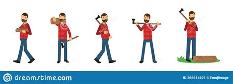 Bearded Woodman Or Lumberman In Blue Overall Waving Hand Vector