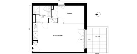 Plan appartement T2 de 46 25 m² neuf résidence du Tramway aux Les