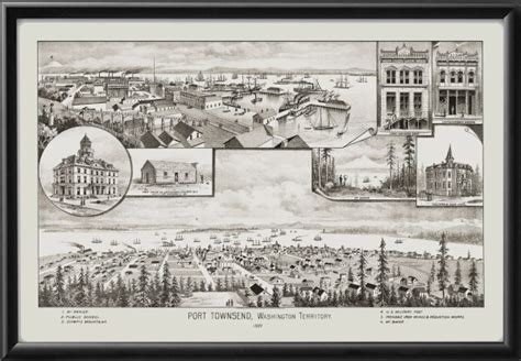 Port Townsend Wa 1889 Restored Map Vintage City Maps