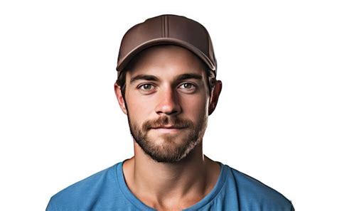 Premium Photo Portrait Of Man Wearing A Baseball Cap And Blue Shirt