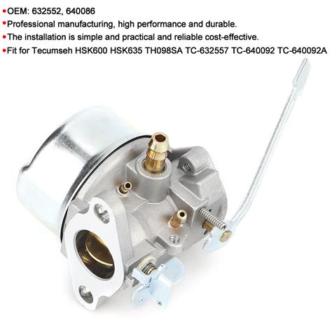 Carburetor Carb Kit For Tecumseh Hsk600 Hsk635 Th098sa Tc 632557 Tc 640092 Tc Ebay