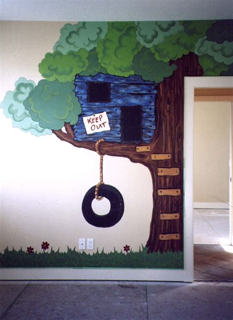 Treehouse Mural For Kids Room