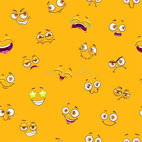 Emoji Texture Seamless Pattern With Funny Colorful Emoticon Faces