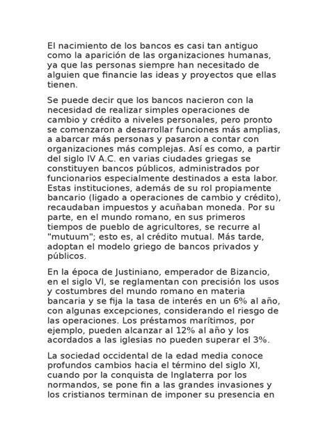 Historia De Los Bancos Bancos Dinero