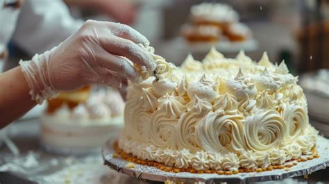 Premium Photo Pastry Chef Decorating Luxurious Cake Artistry In Confectionery