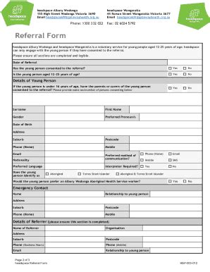 Fillable Online Headspace Referral Form HSP003012 Headspace Referral