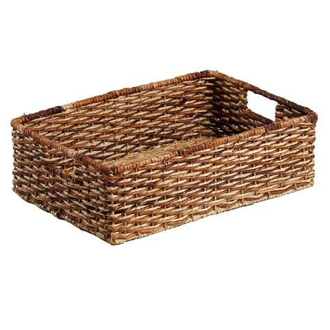 Brown Weaved Rectangle Basket Large At Home